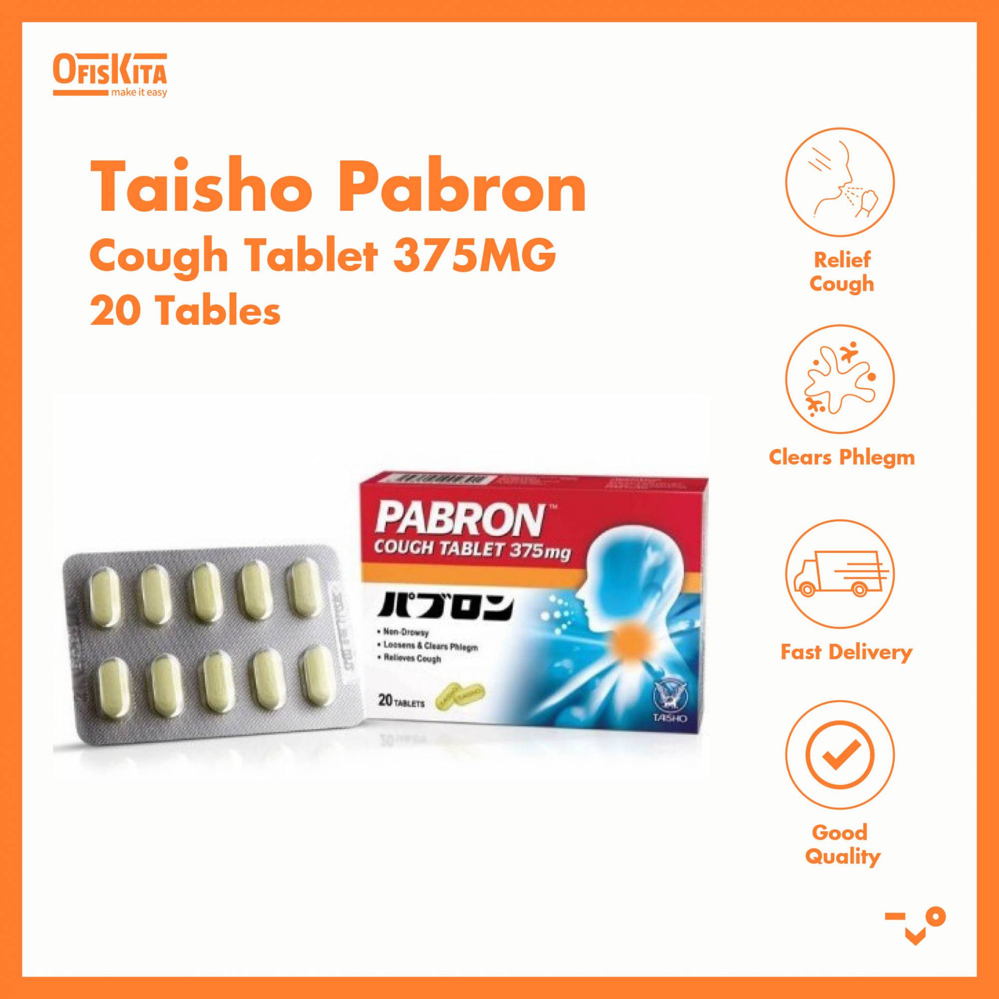 Ofiskita Taisho Pabron Cough Tablet 375MG 20 Tables